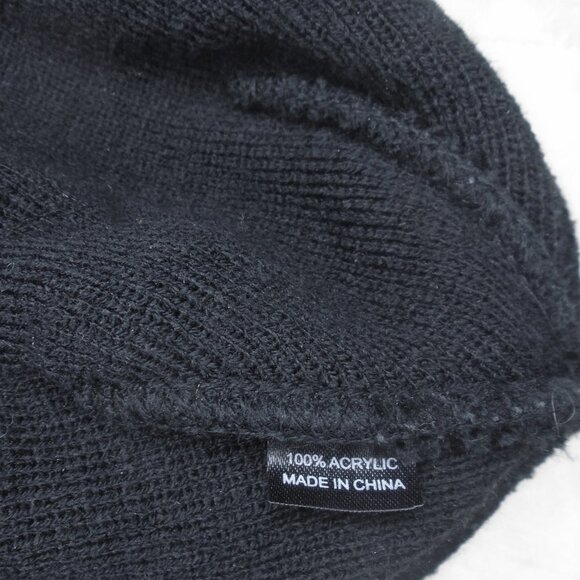 Winter Beanie Jeweled Embroidery, THICK and WARM Acrylic, OOAK Knit Cap Hat - Picture 7 of 9